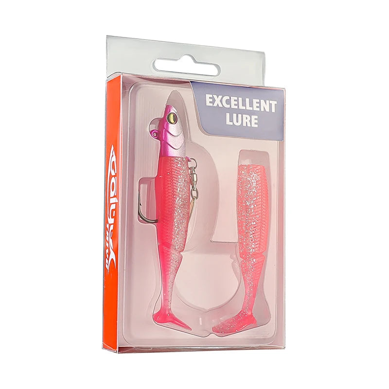 TAIYU Hot Sale Fishing Lures 20g Jig Head T-tail Silicone Soft Lure Wobbler Metal Spinner Spoon Bait For Pike Trout Bass Fishing