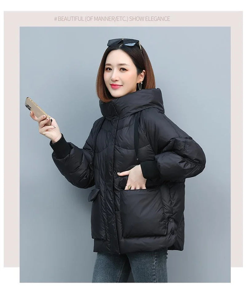 Winter Clothes Women Basic Jackets Warm Thick Down Cotton Jacket Female Short Hooded Fashion Padded-Cotton Jacket Parkas Mujer 2