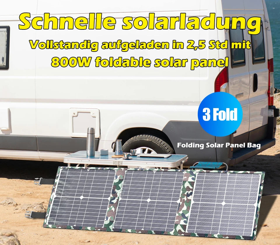 Solar Panel Kit Complete Camping Foldable 800W Solar Power Station MPPT Portable Generator Charger 18V for Car Boat Caravan Camp