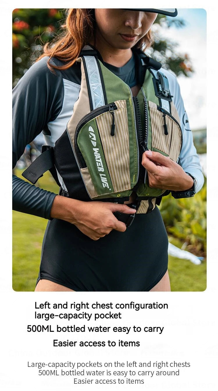 WATER LIVE Life Jacket Buoyancy Vest Safety for Water Sports Fishing Boating Drifting Swimming PVC Foam Chest Pack Adjustable
