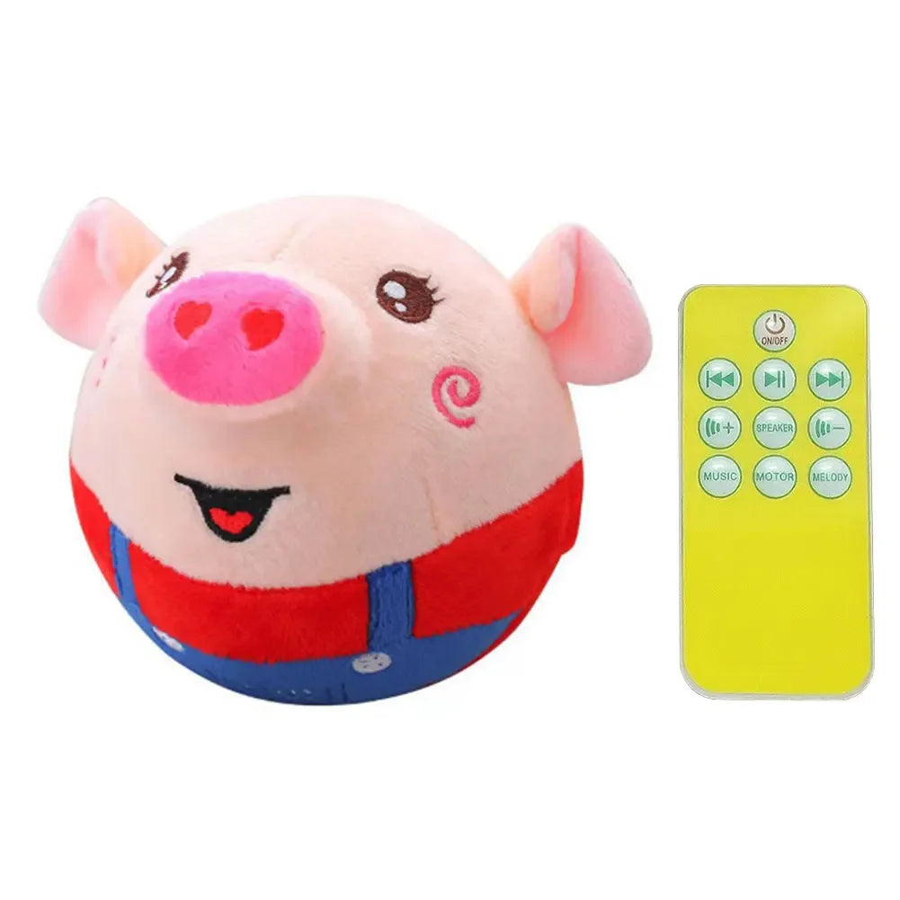 Cartoon Pig Active Moving Pet Plush Toy Washable Talking Moving Dog Ball Toy Pet Bouncing Balls for Dogs Cats